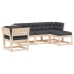 Juego de muebles de jardín 5 pzas y cojines madera maciza pino