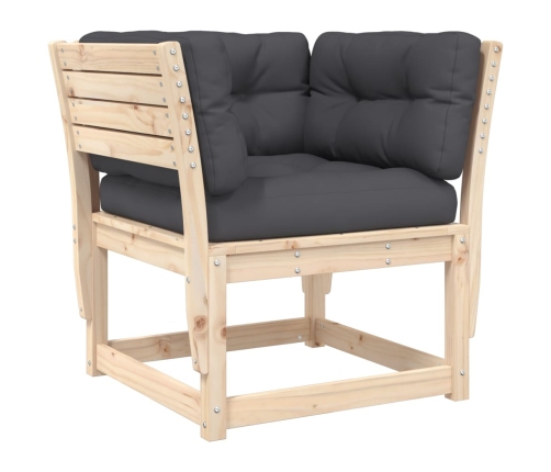 Juego de muebles de jardín 5 pzas y cojines madera maciza pino