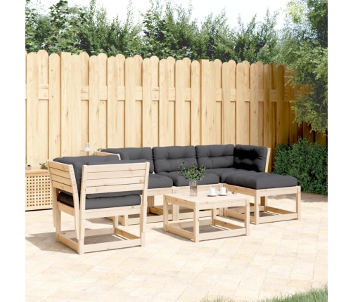 Juego de muebles de jardín 5 pzas y cojines madera maciza pino