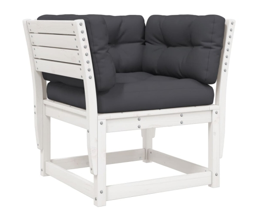 Set muebles jardín 5 pzas con cojines madera maciza pino blanco