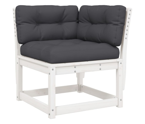 Set muebles jardín 5 pzas con cojines madera maciza pino blanco
