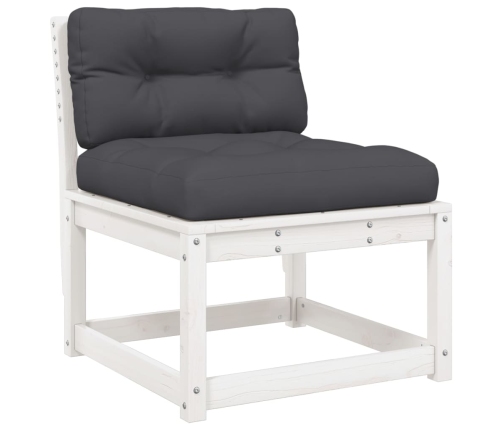 Set muebles jardín 5 pzas con cojines madera maciza pino blanco