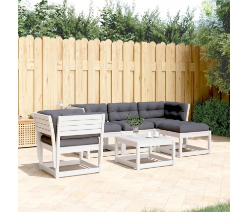 Set muebles jardín 5 pzas con cojines madera maciza pino blanco