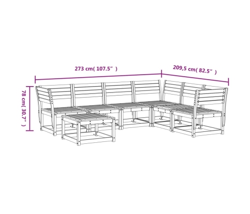 Juego de muebles de jardín 7 pzas madera de pino impregnada
