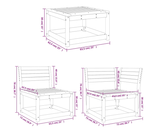 Juego de muebles de jardín 7 pzas madera de pino impregnada