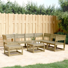Juego de muebles de jardín 7 pzas madera de pino impregnada