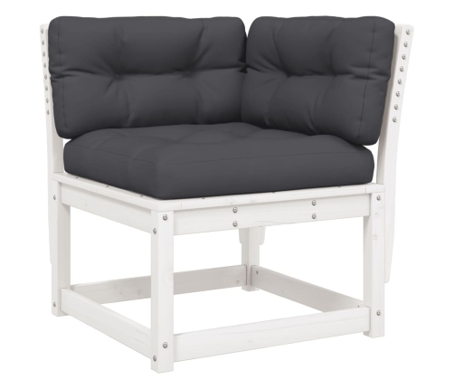 Set muebles jardín 7 pzas con cojines madera maciza pino blanco