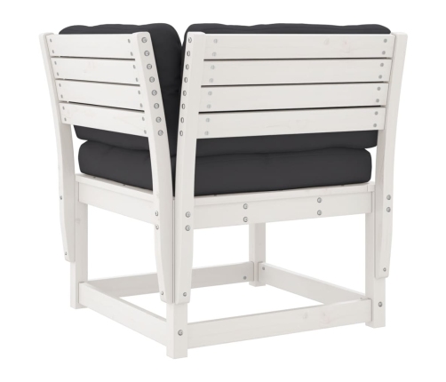 Set muebles jardín 7 pzas con cojines madera maciza pino blanco