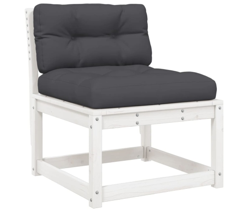 Set muebles jardín 7 pzas con cojines madera maciza pino blanco
