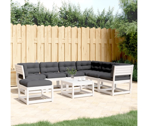 Set muebles jardín 7 pzas con cojines madera maciza pino blanco