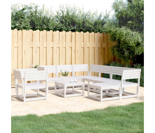 Juego de muebles de jardín 8 piezas madera maciza pino blanco