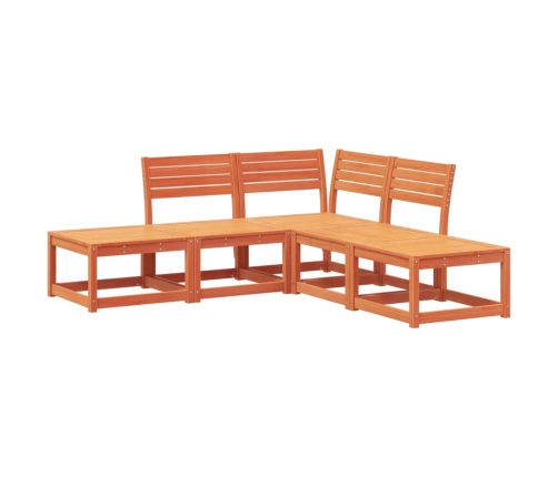 Juego de sofás de jardín 5 pzas madera maciza pino marrón cera