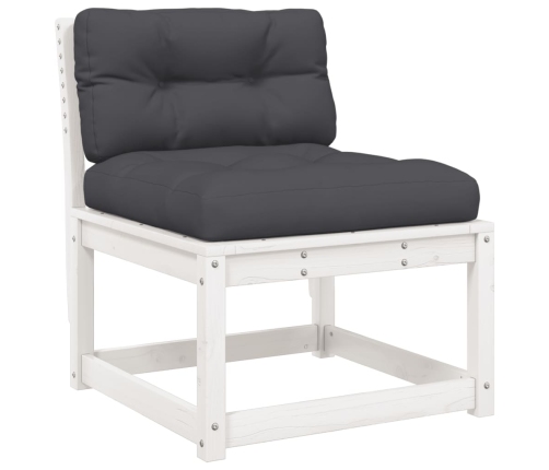 Set sofás jardín 5 pzas con cojines madera maciza pino blanco
