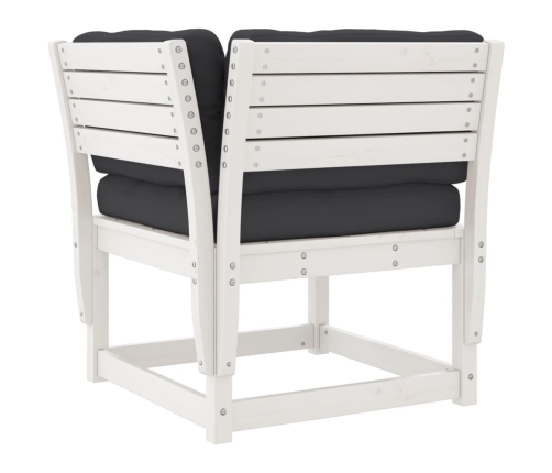 Set sofás jardín 5 pzas con cojines madera maciza pino blanco