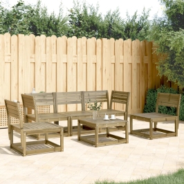 Juego de sofás de jardín 5 piezas madera de pino impregnada