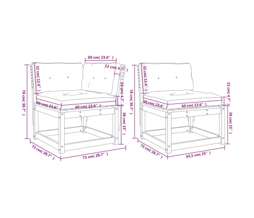 Set de sofás jardín 5 pzas con cojines madera pino marrón cera