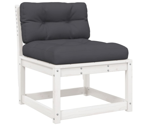 Set sofás jardín 5 pzas con cojines madera maciza pino blanco