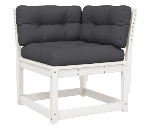 Set sofás jardín 5 pzas con cojines madera maciza pino blanco