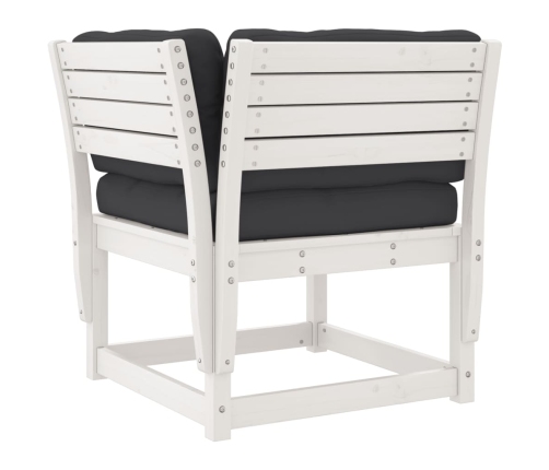 Set sofás jardín 5 pzas con cojines madera maciza pino blanco