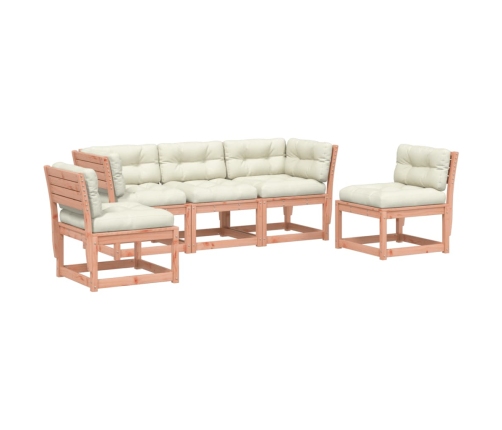 Set de sofás jardín 5 pzas con cojines madera maciza Douglas