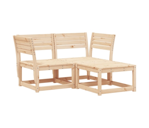 Juego de sofás de jardín 3 piezas madera maciza de pino