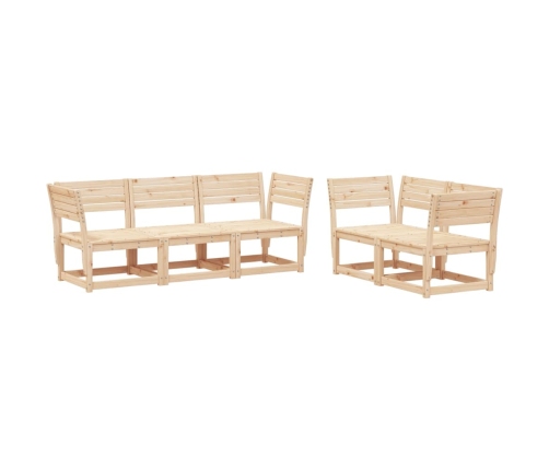Juego de sofás de jardín 5 piezas madera maciza de pino
