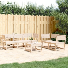 Juego de sofás de jardín 5 piezas madera maciza de pino