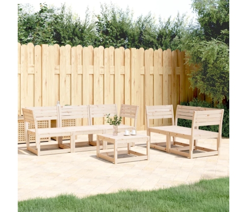 Juego de sofás de jardín 5 piezas madera maciza de pino