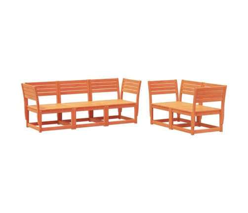 Juego de sofás de jardín 5 pzas madera maciza pino marrón cera
