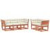 Set de sofás jardín 5 pzas con cojines madera pino marrón cera