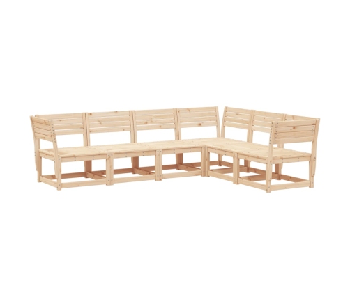 Juego de sofás de jardín 6 piezas madera maciza de pino