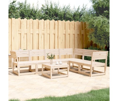 Juego de sofás de jardín 6 piezas madera maciza de pino