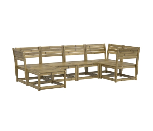 Juego de sofás de jardín 6 piezas madera de pino impregnada