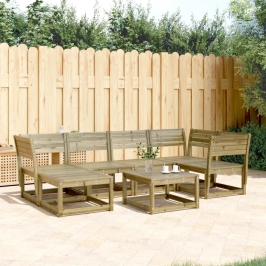 Juego de sofás de jardín 6 piezas madera de pino impregnada