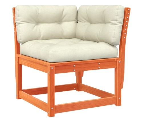 Set de sofás jardín 6 pzas con cojines madera pino marrón cera