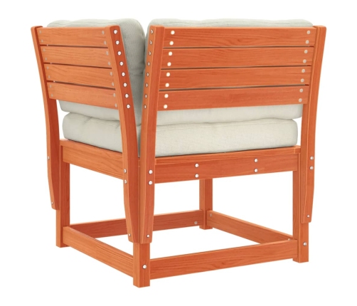 Set de sofás jardín 6 pzas con cojines madera pino marrón cera