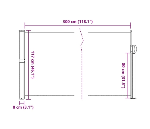 Toldo lateral retráctil negro 117x300 cm