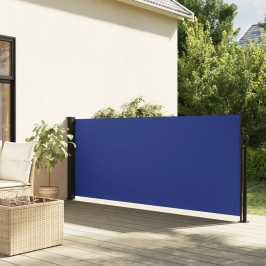 Toldo lateral retráctil azul 140x500 cm