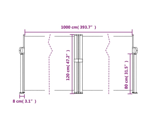 Toldo lateral retráctil beige 120x1000 cm