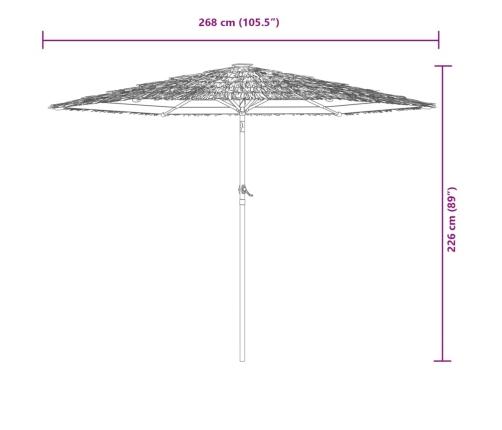 Sombrilla de jardín con poste de acero marrón 268x268x226 cm