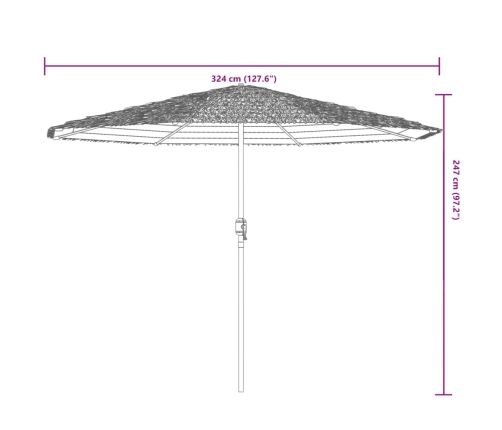 Sombrilla de jardín con poste de acero marrón 324x324x247 cm