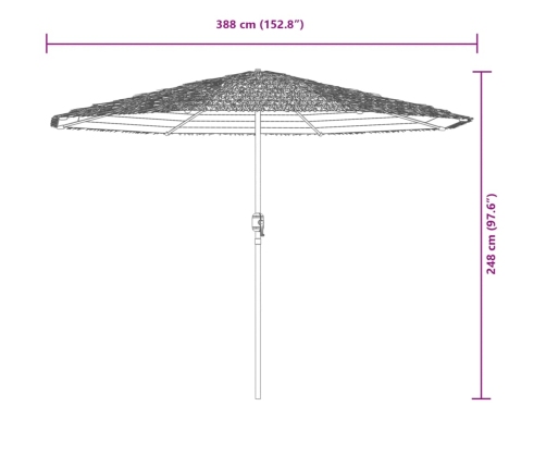 Sombrilla de jardín con poste de acero marrón 388x388x248 cm
