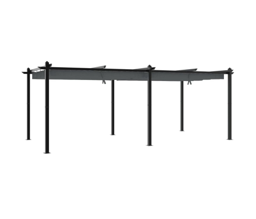 Cenador de jardín con techo retráctil aluminio antracita 3x6 m