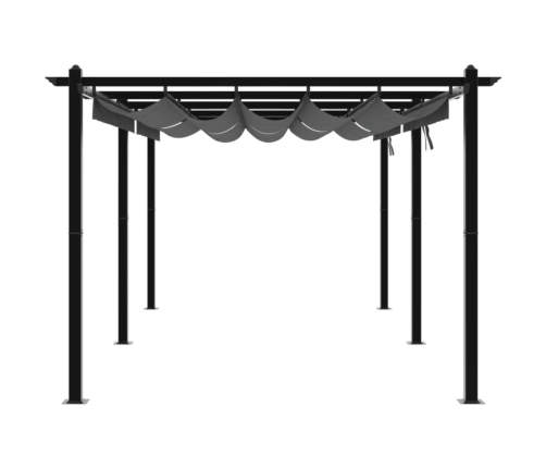 Cenador de jardín con techo retráctil aluminio antracita 3x6 m