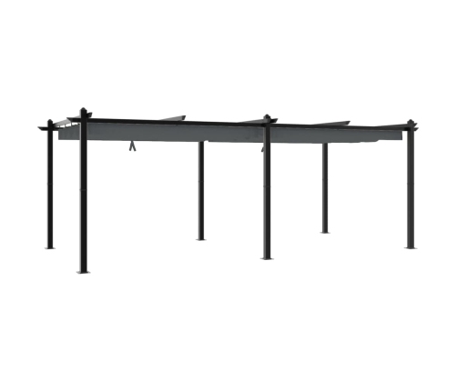 Cenador de jardín con techo retráctil aluminio antracita 3x6 m
