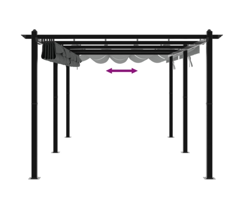 Cenador de jardín con techo retráctil aluminio antracita 3x6 m