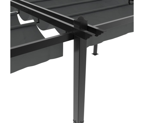 Cenador de jardín con techo retráctil aluminio antracita 3x6 m