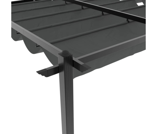 Cenador de jardín con techo retráctil aluminio antracita 3x6 m