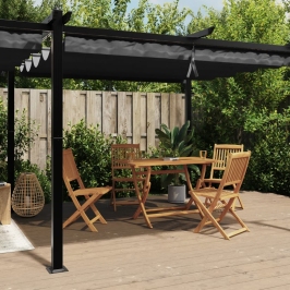 Cenador de jardín con techo retráctil aluminio antracita 3x6 m