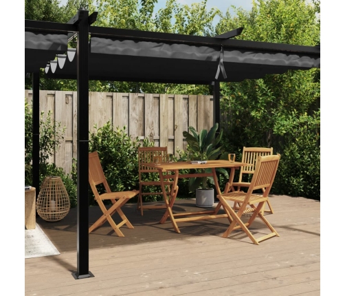 Cenador de jardín con techo retráctil aluminio antracita 3x6 m